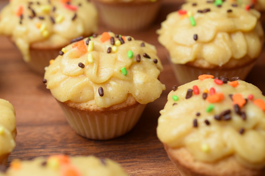 Sugar Cookie Cupcakes with Pumpkin Frosting
