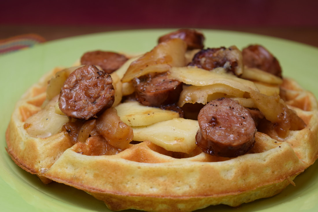 Apple Sausage Hash with Waffles